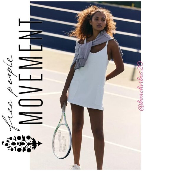 FP MOVEMENT BY FREE PEOPLE Hot Shot Mini Dress Ivory Large NWOT - Picture 1 of 4